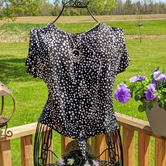 Rafaella B/W tie front polka dot top Size M - Picture 5 of 8